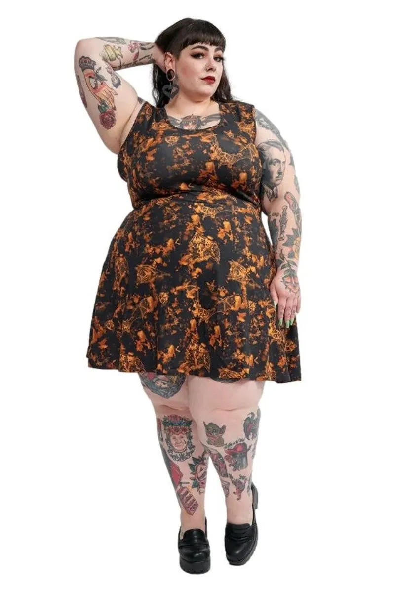Sourpuss Bat Bleach Skater Stretch Gothic Mini Dress