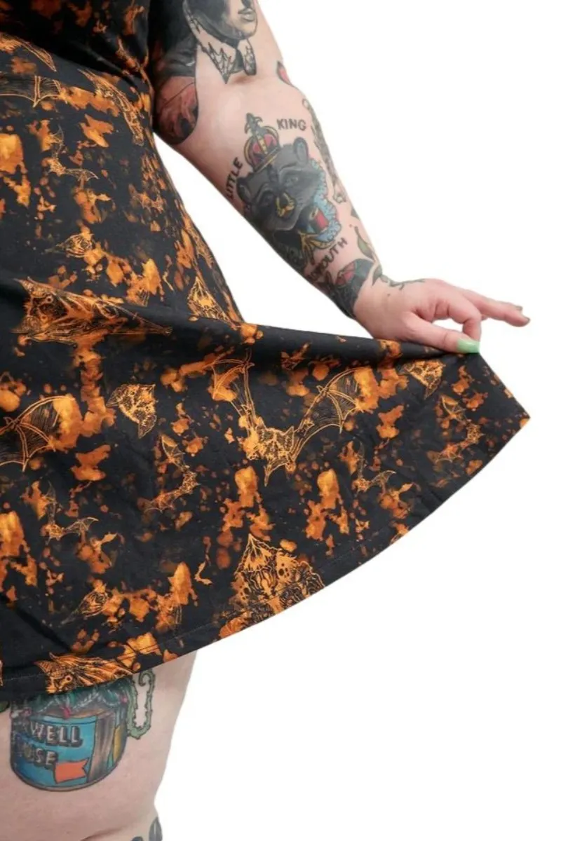Sourpuss Bat Bleach Skater Stretch Gothic Mini Dress