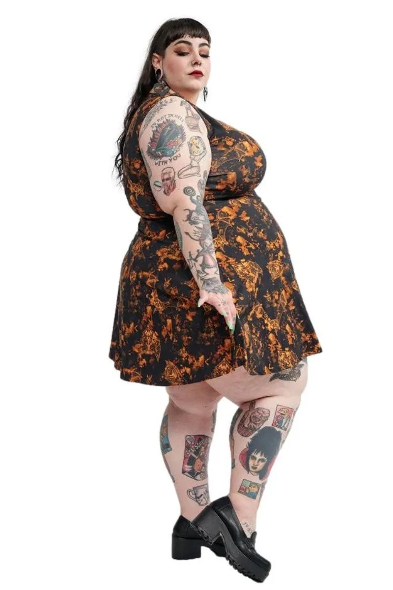Sourpuss Bat Bleach Skater Stretch Gothic Mini Dress
