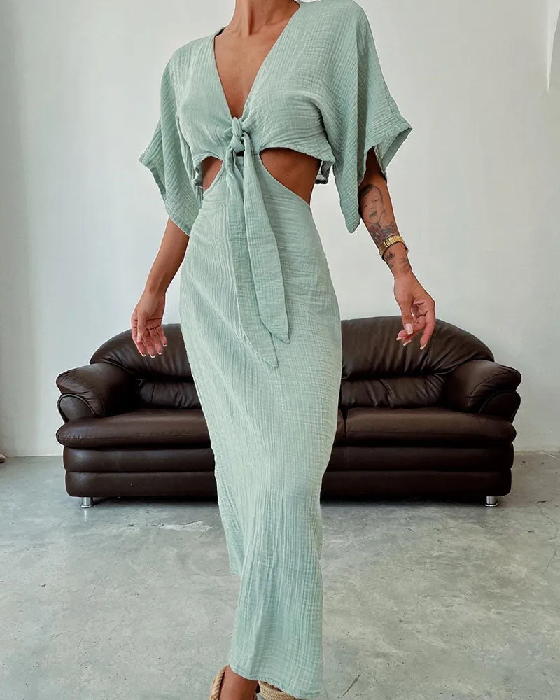 STELLA | LINNEN LACE UP DRESS