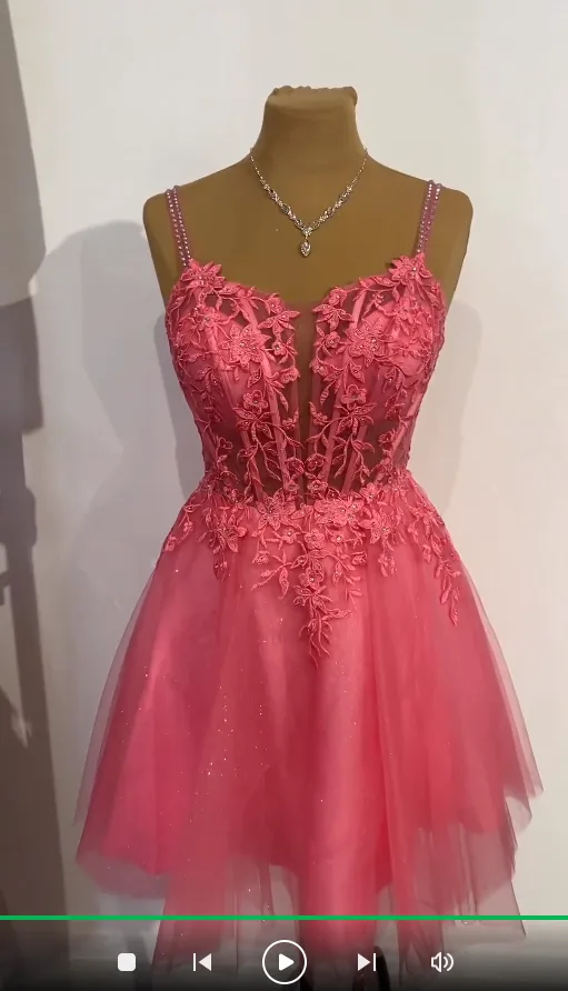 Straps Blue Appliques A-line Short Princess Dress