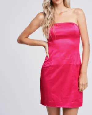 Stretch Satin Strapless Mini Dress