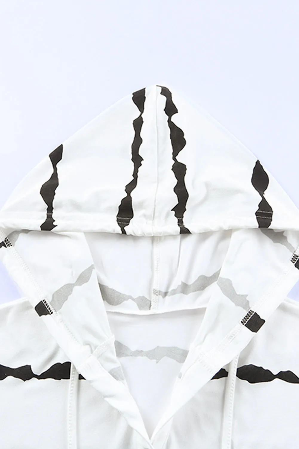 Striped Drawstring Button Long Sleeve Hoodie