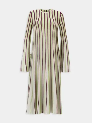 Striped Lurex Rib Knit Midi Dress