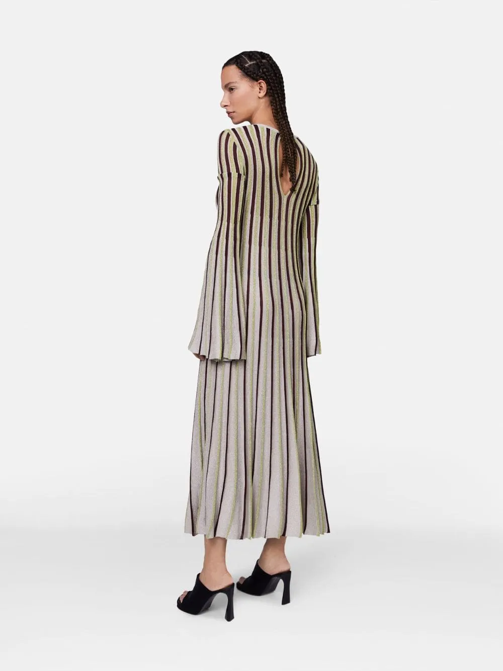 Striped Lurex Rib Knit Midi Dress