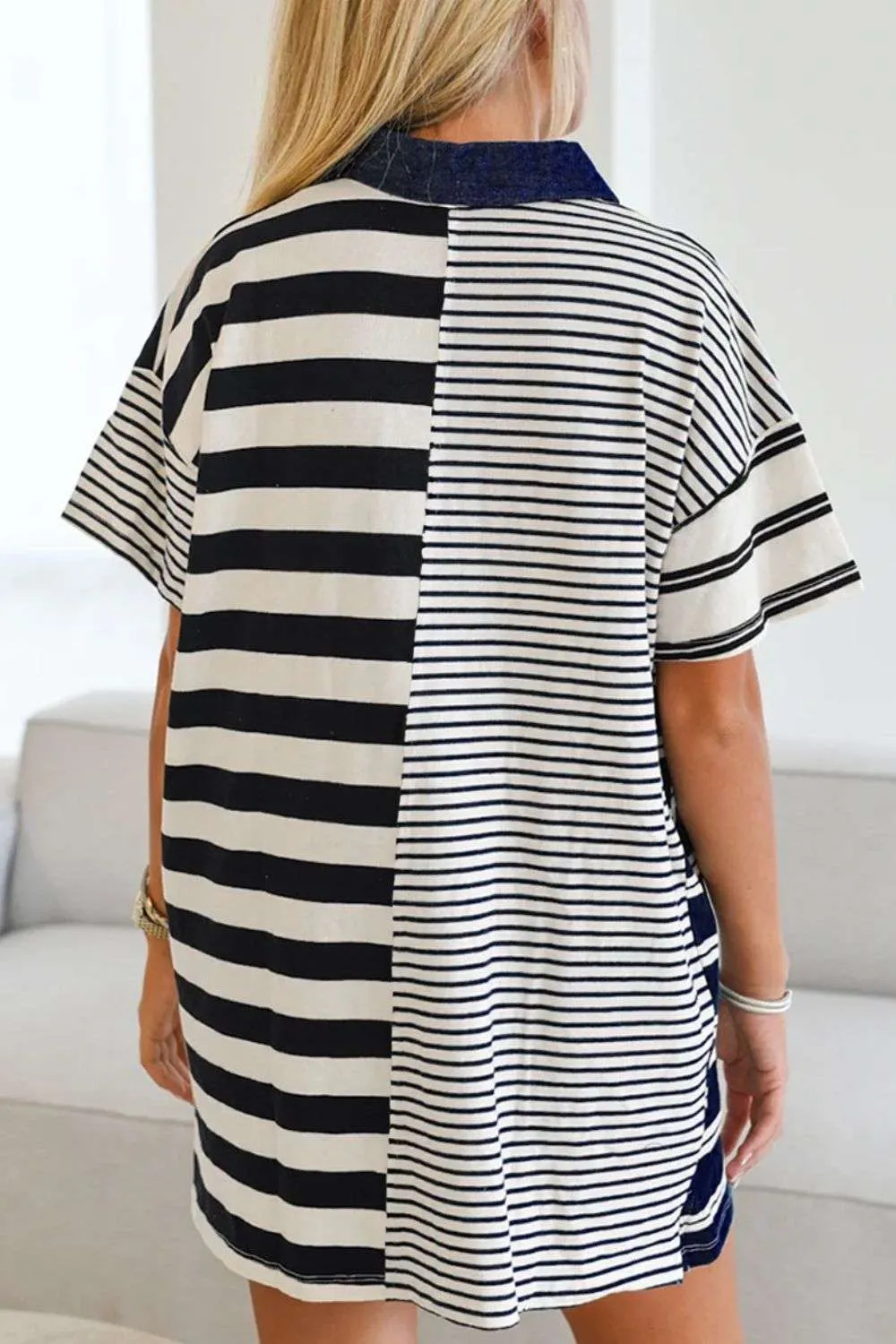 Striped Short Sleeve Mini Dress