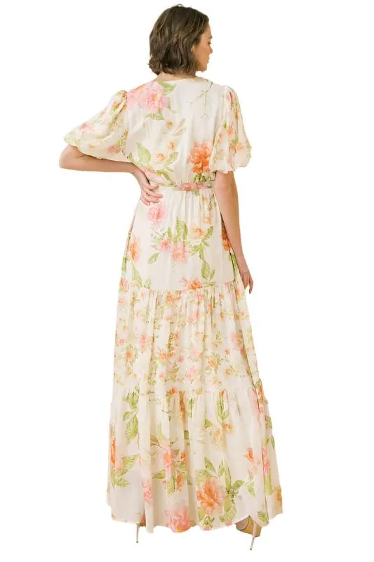 Surplice Neckline Floral Maxi Dress