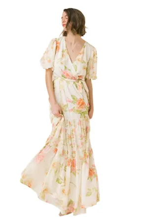Surplice Neckline Floral Maxi Dress