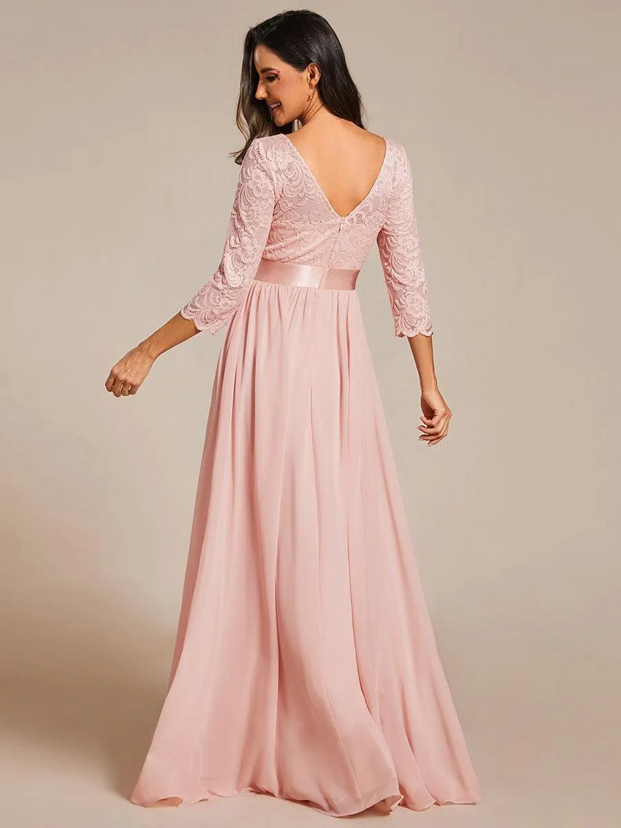 Taille Personnalisée Dentelle transparente sexy longue Robe de soirée