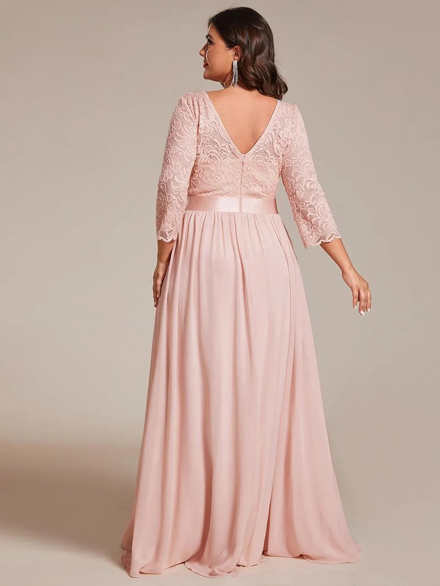 Taille Personnalisée Dentelle transparente sexy longue Robe de soirée