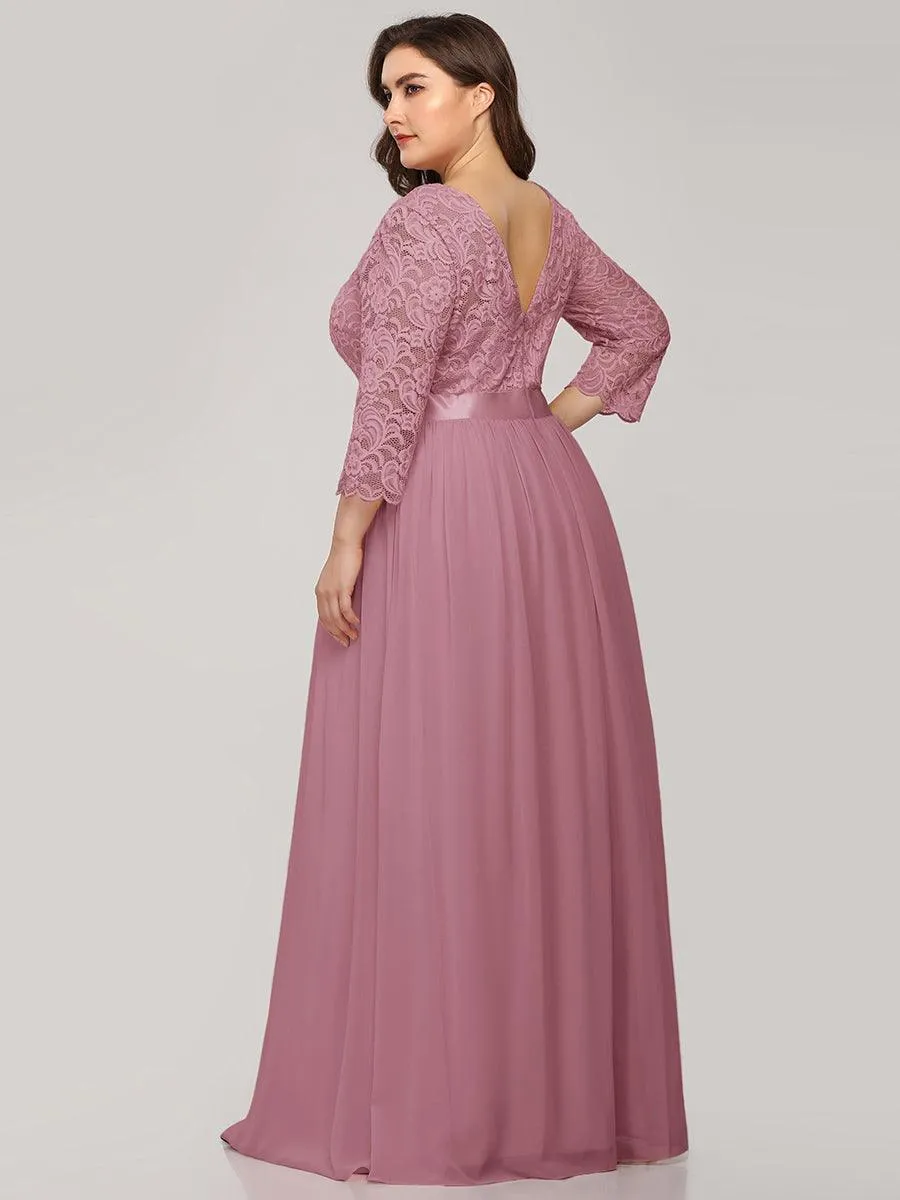 Taille Personnalisée Dentelle transparente sexy longue Robe de soirée