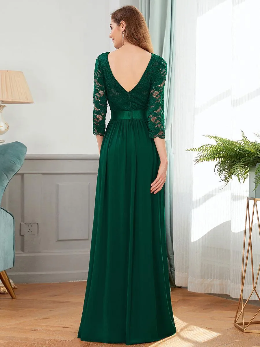 Taille Personnalisée Dentelle transparente sexy longue Robe de soirée
