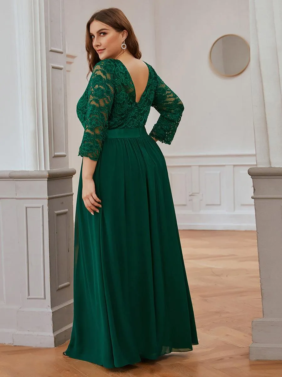 Taille Personnalisée Dentelle transparente sexy longue Robe de soirée
