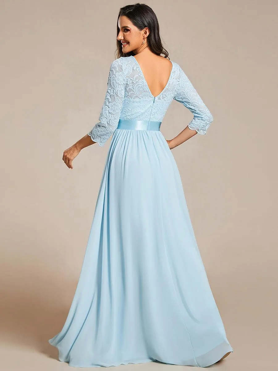 Taille Personnalisée Dentelle transparente sexy longue Robe de soirée