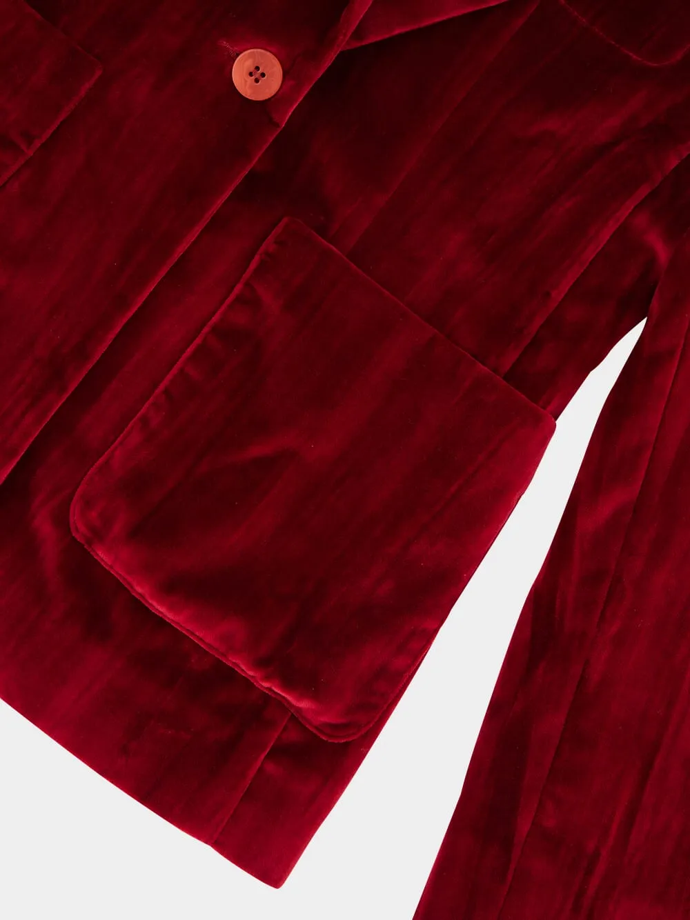 Tansy Cabernet Velvet Plissé Blazer