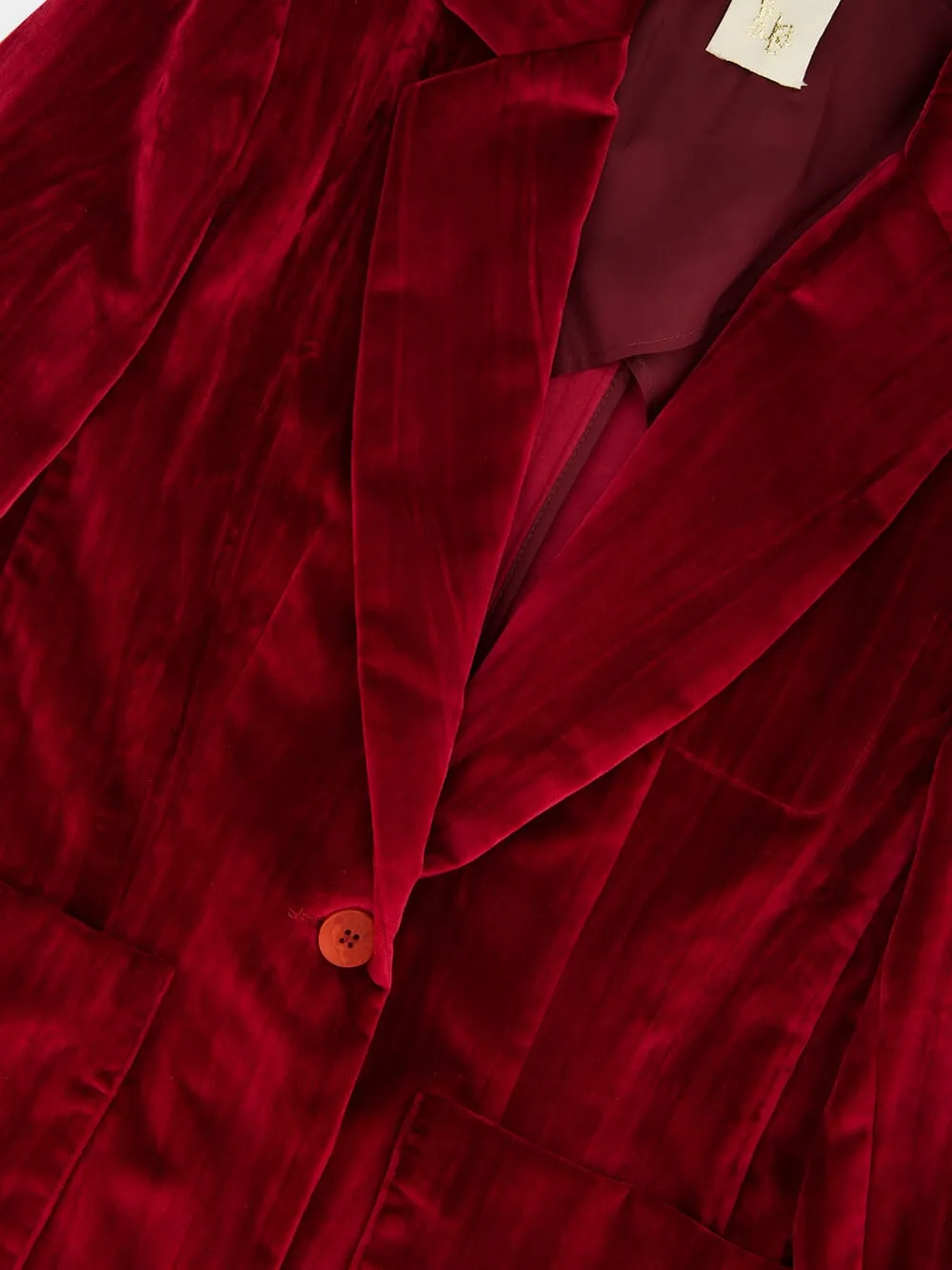 Tansy Cabernet Velvet Plissé Blazer