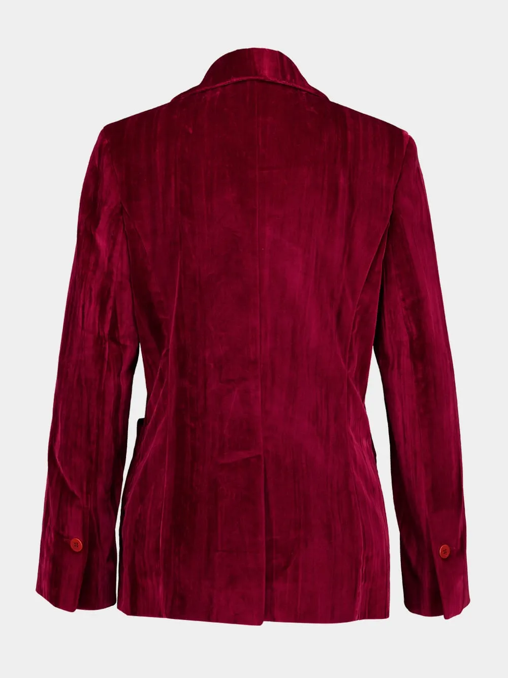 Tansy Cabernet Velvet Plissé Blazer