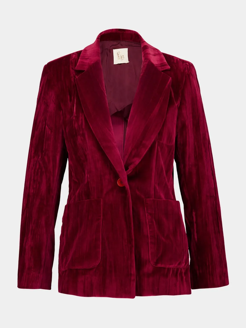 Tansy Cabernet Velvet Plissé Blazer