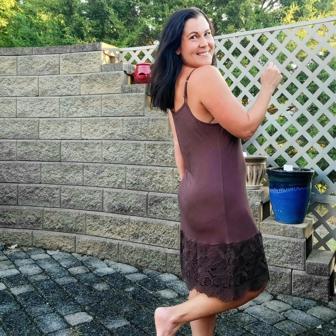 Taupe Beige New Scalloped Guipure Lace Dress Extender