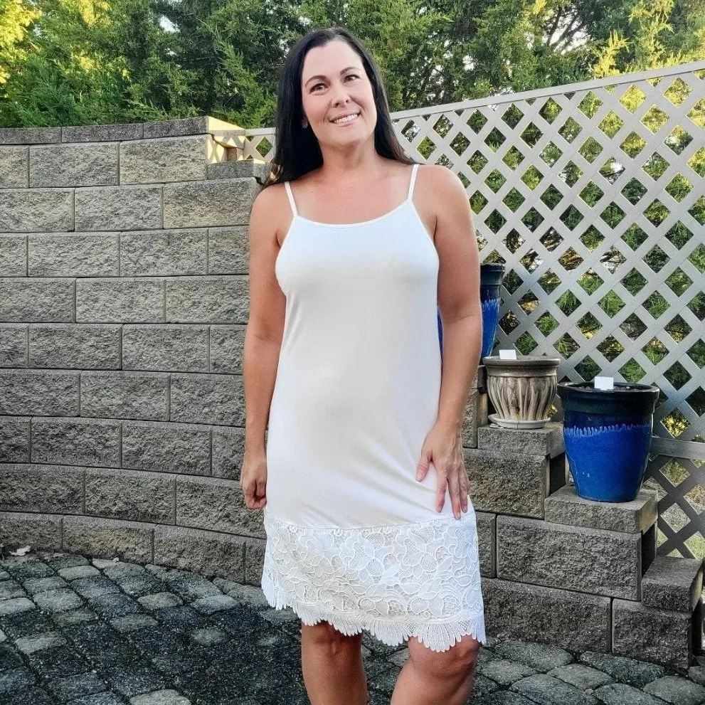 Taupe Beige New Scalloped Guipure Lace Dress Extender