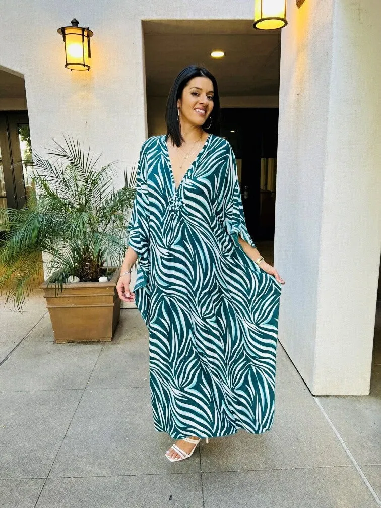 Teal Zebra Diamond Vacay Dress