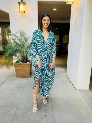 Teal Zebra Diamond Vacay Dress