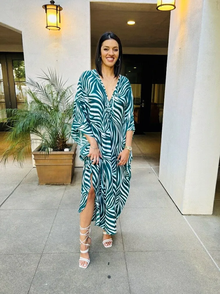 Teal Zebra Diamond Vacay Dress