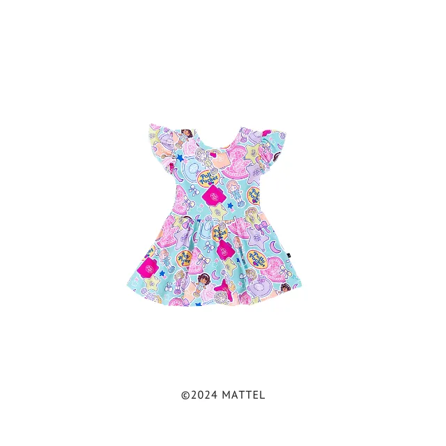 The Sleepy Sloth Polly Pocket Tiny is Mighty Print Girls Bodysuit Twirlie Dress