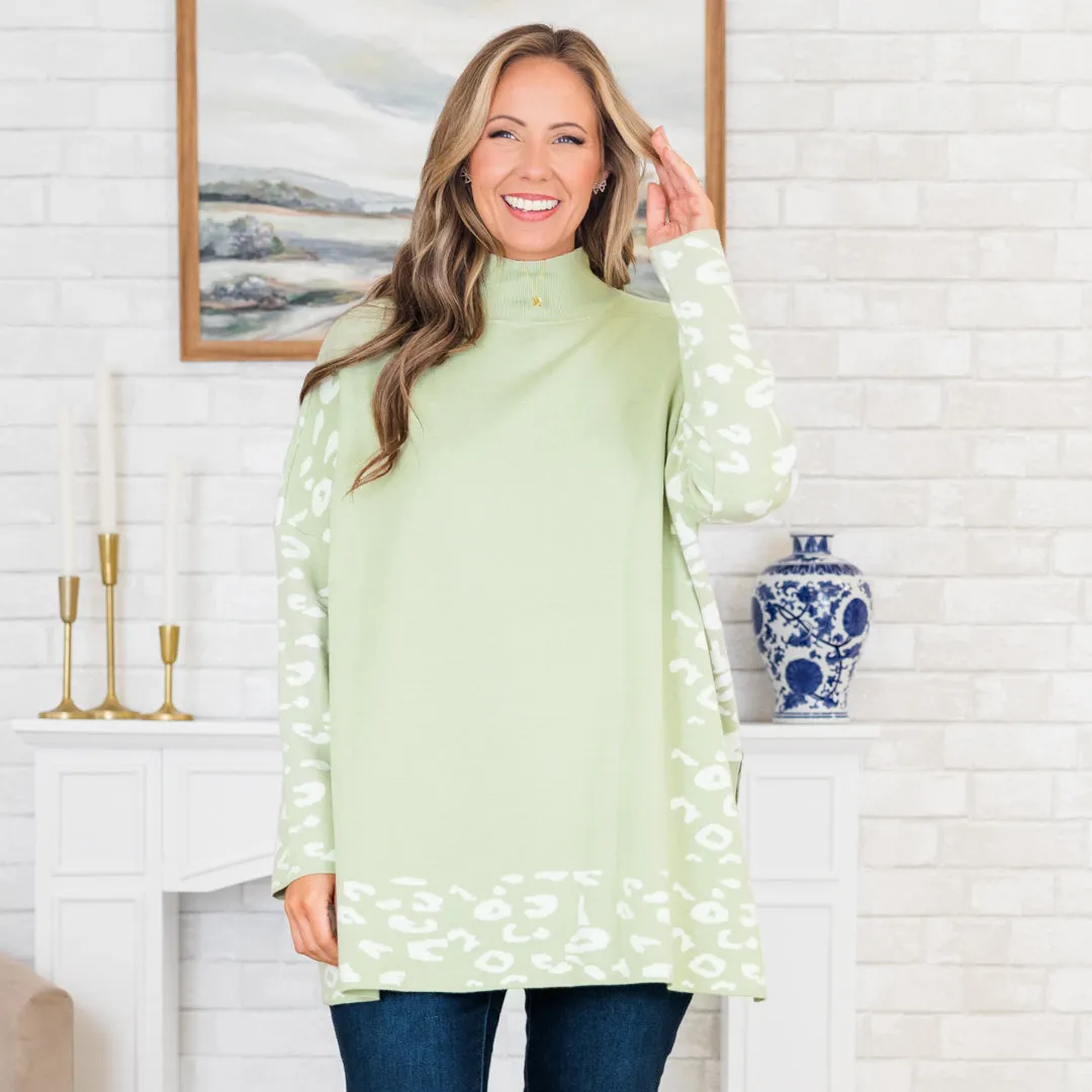 Time To Walk Away Sweater Tunic, Sage
