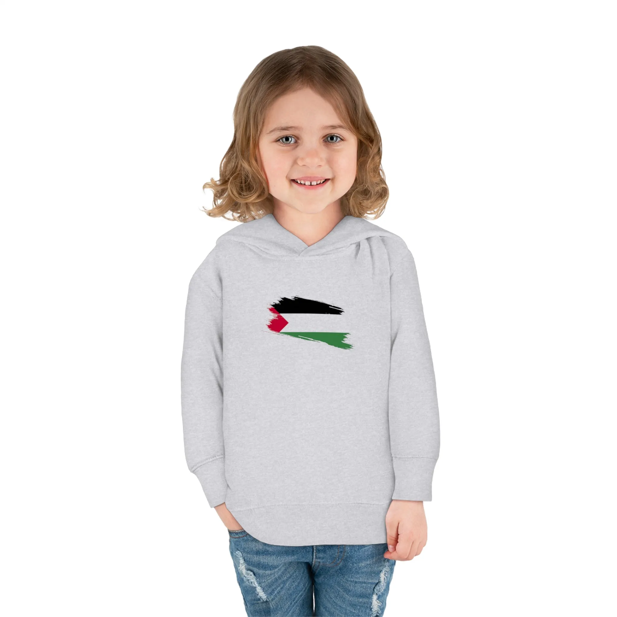 Toddler Pullover Fleece Hoodie - Palestine brushstroke flag