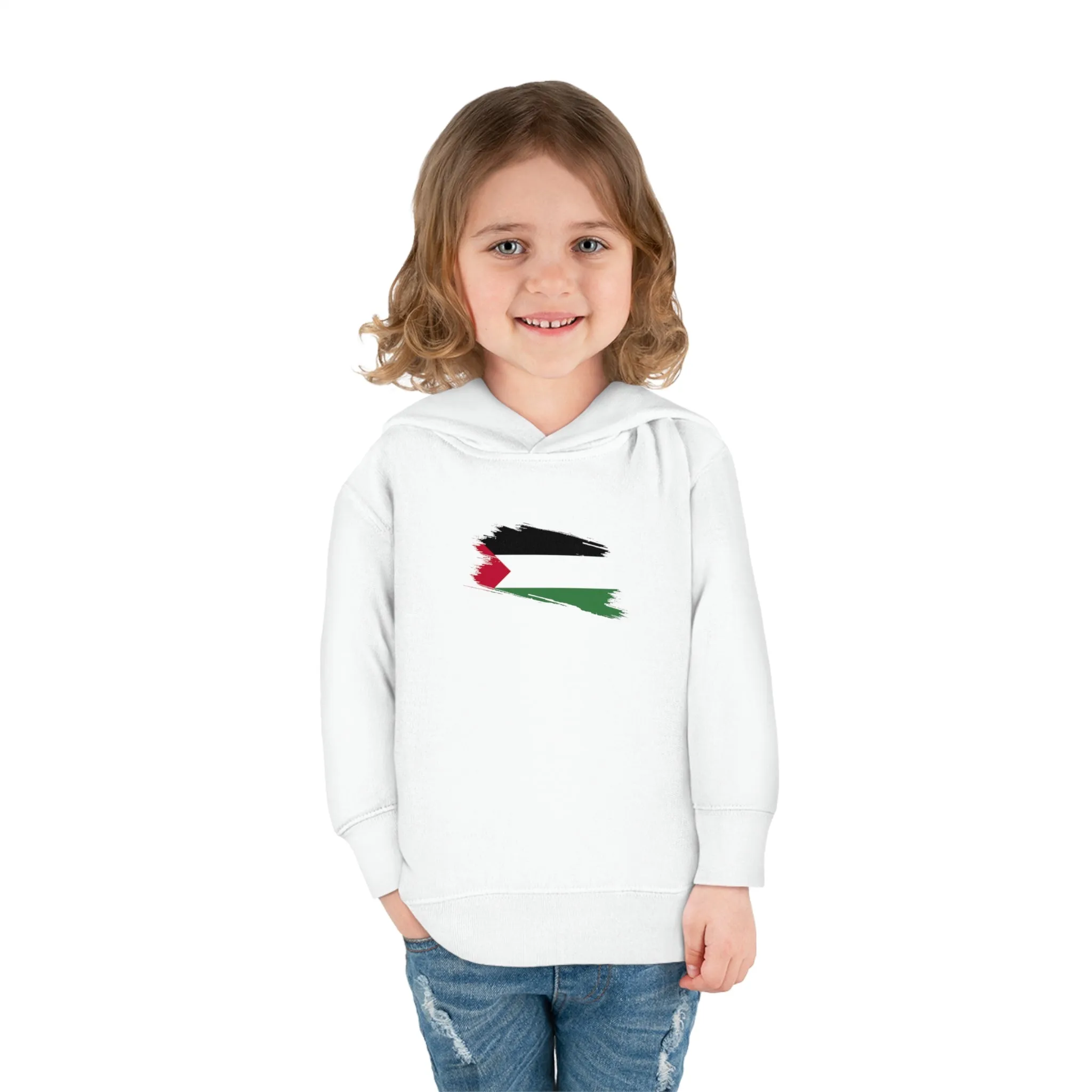Toddler Pullover Fleece Hoodie - Palestine brushstroke flag