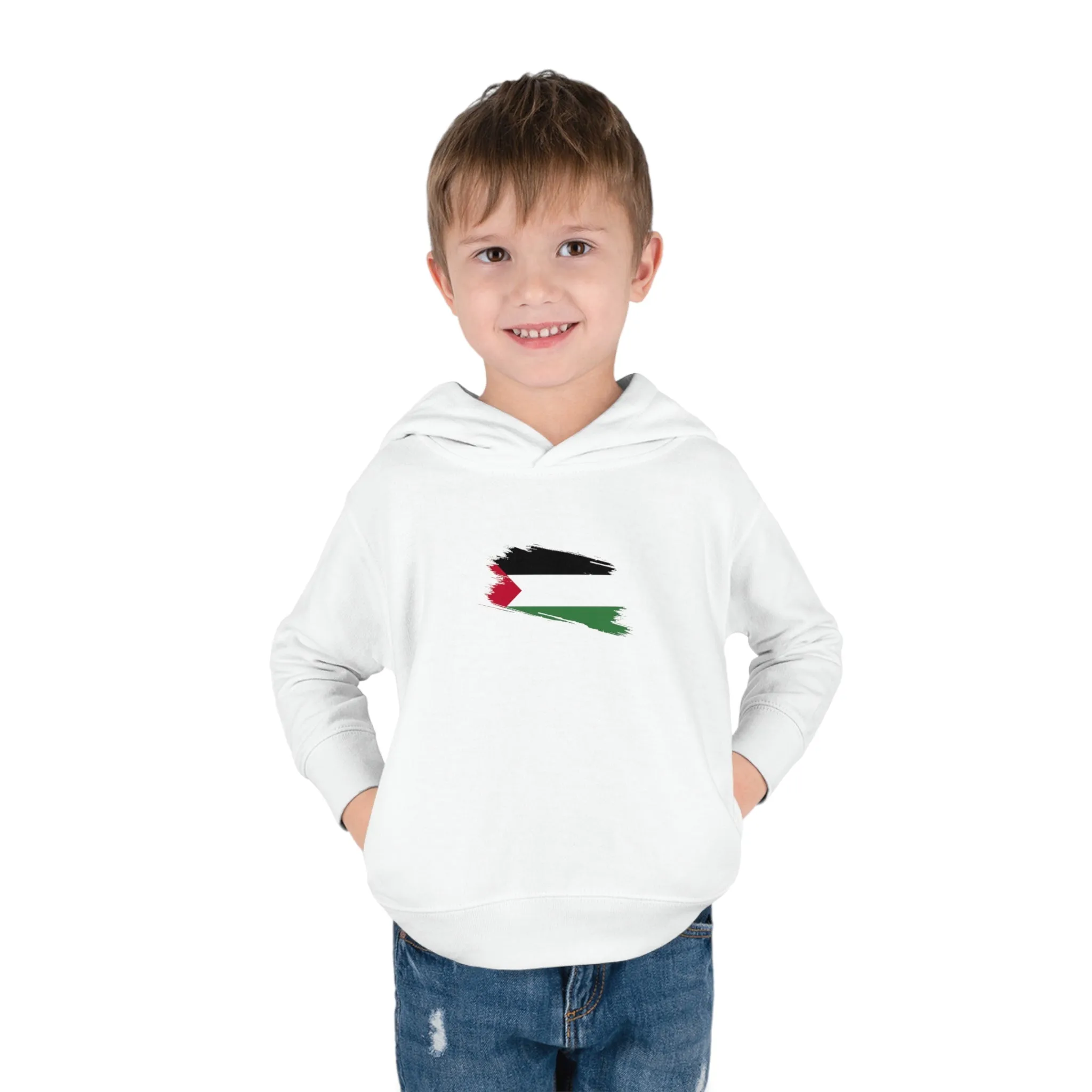 Toddler Pullover Fleece Hoodie - Palestine brushstroke flag