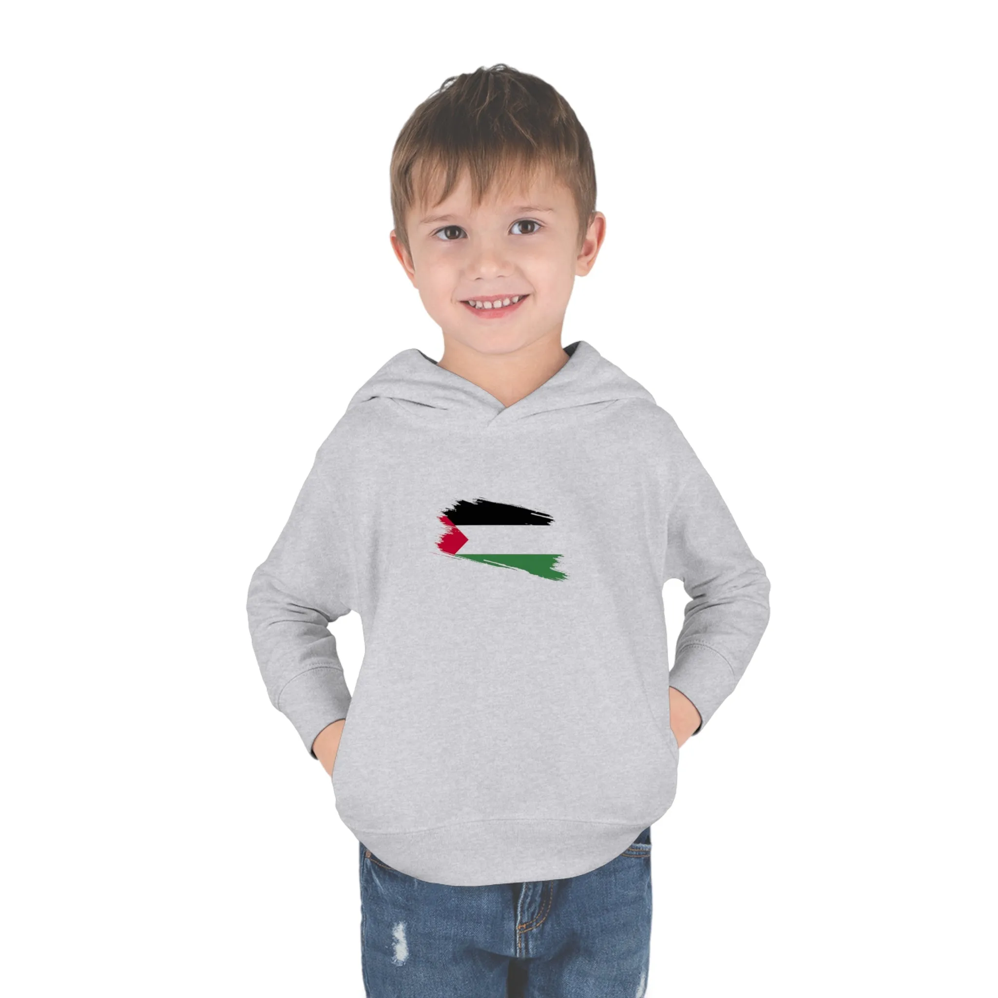 Toddler Pullover Fleece Hoodie - Palestine brushstroke flag