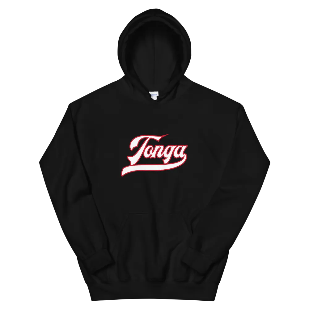 Tonga Script ~ White with Red Border *ADULT HOODIE*