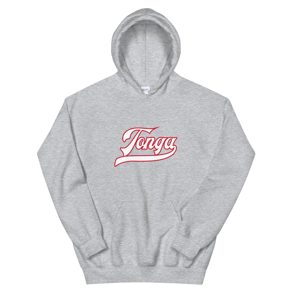 Tonga Script ~ White with Red Border *ADULT HOODIE*