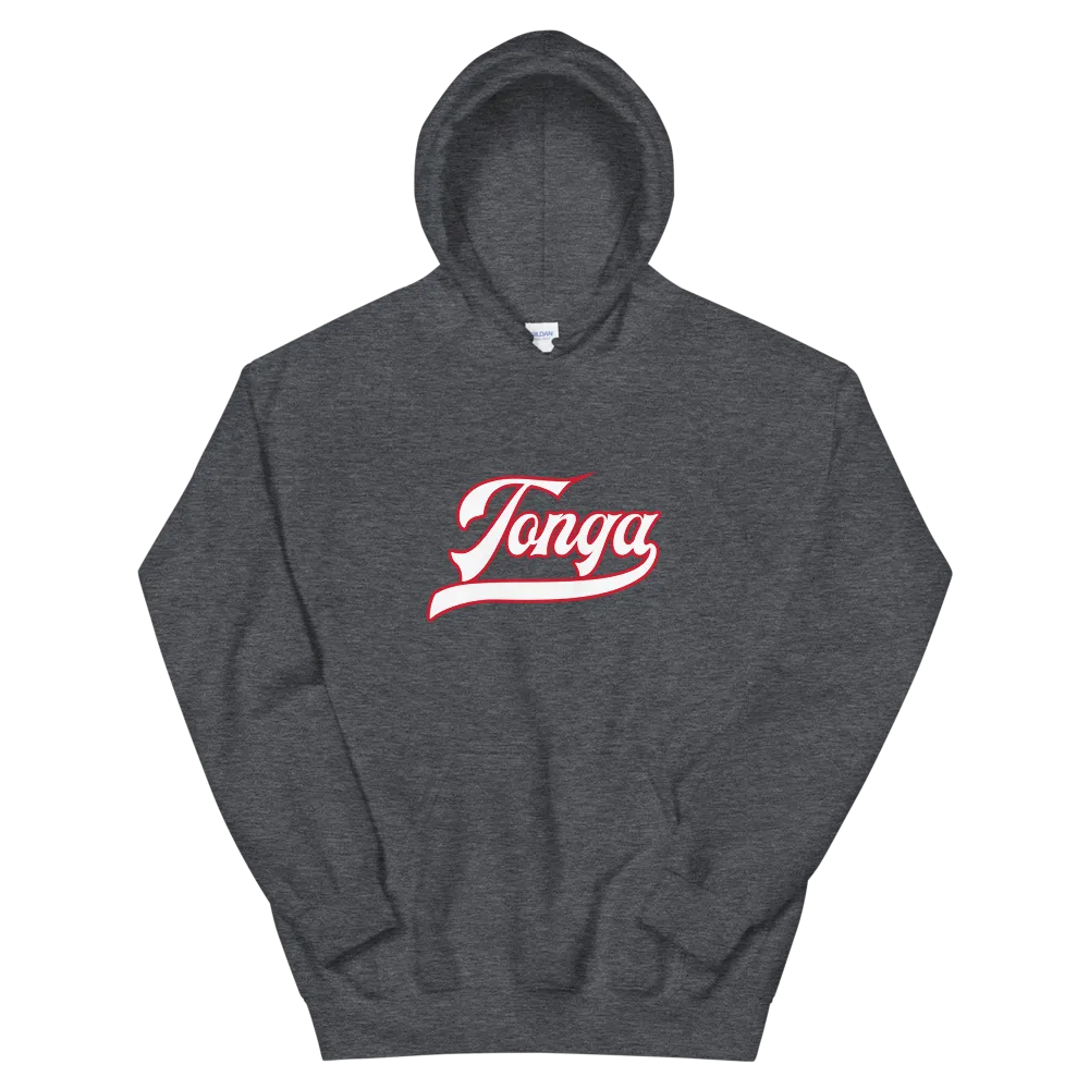 Tonga Script ~ White with Red Border *ADULT HOODIE*
