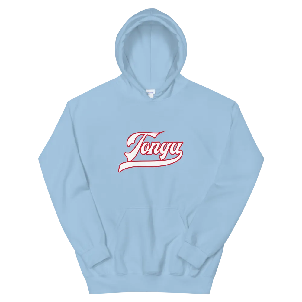 Tonga Script ~ White with Red Border *ADULT HOODIE*