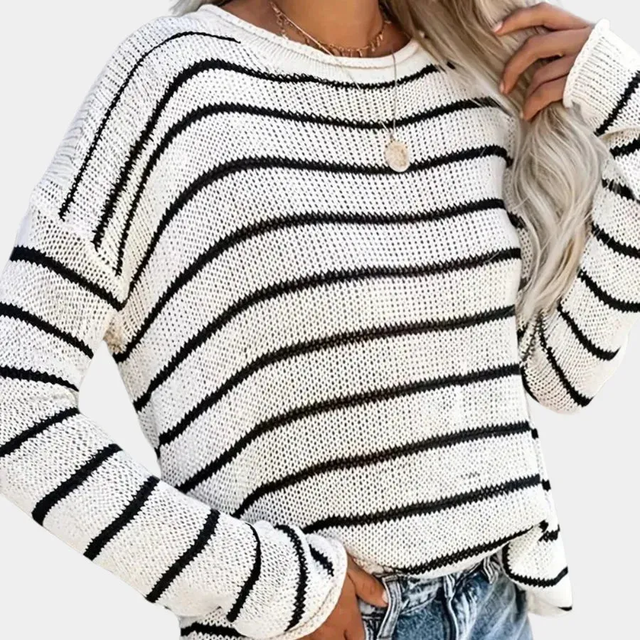 Trendy urzula - striped women's jumper in high quality knitwear