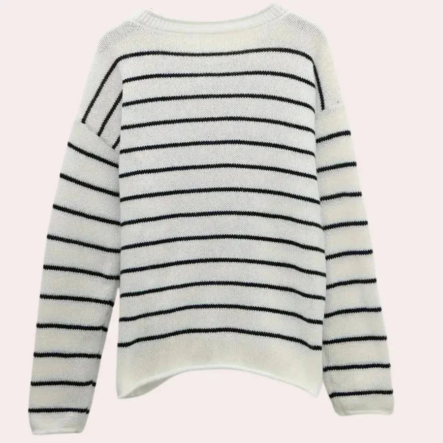 Trendy urzula - striped women's jumper in high quality knitwear