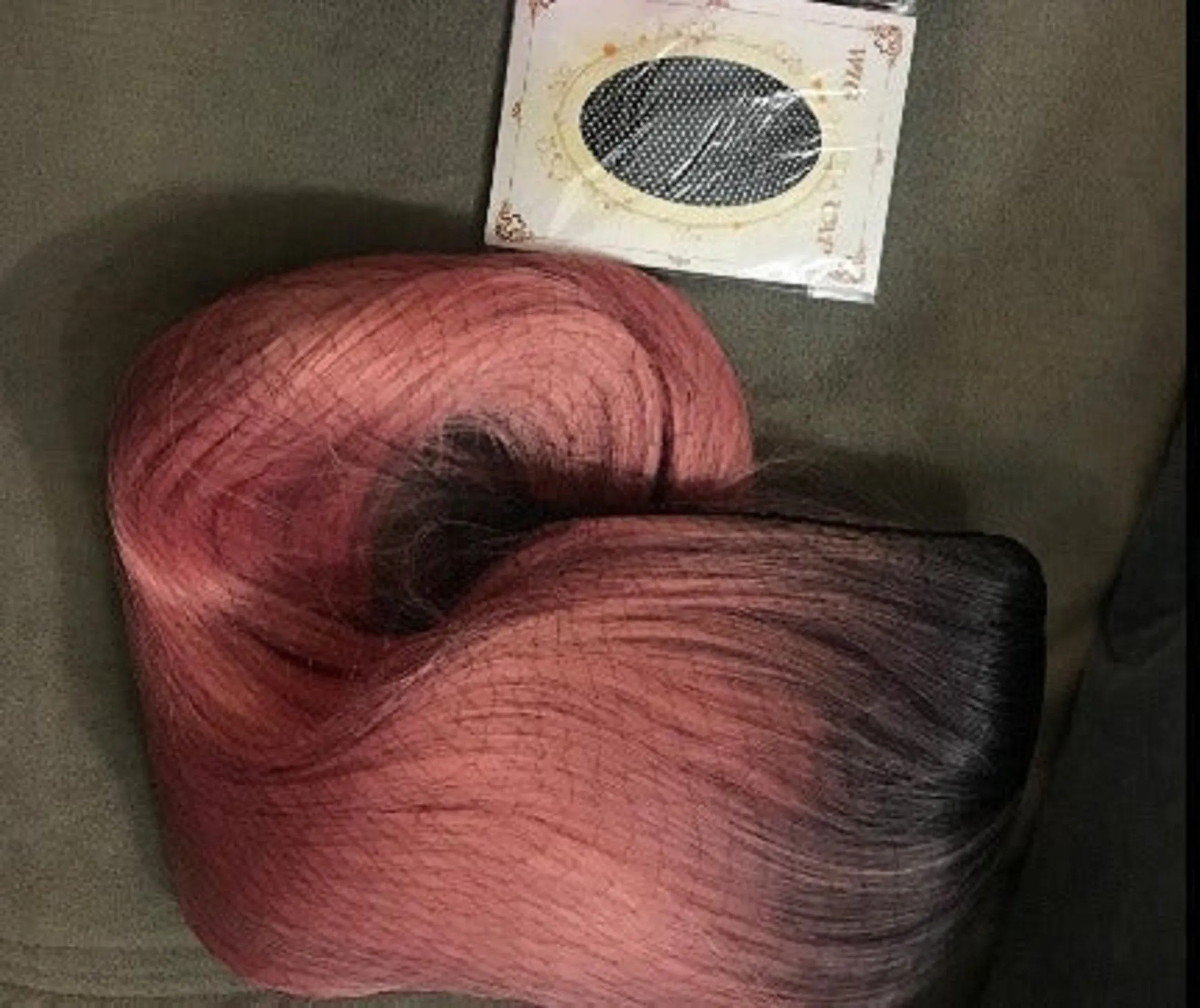 Trendy wig black to candy pink synthetic heat resistant curly wig 22"