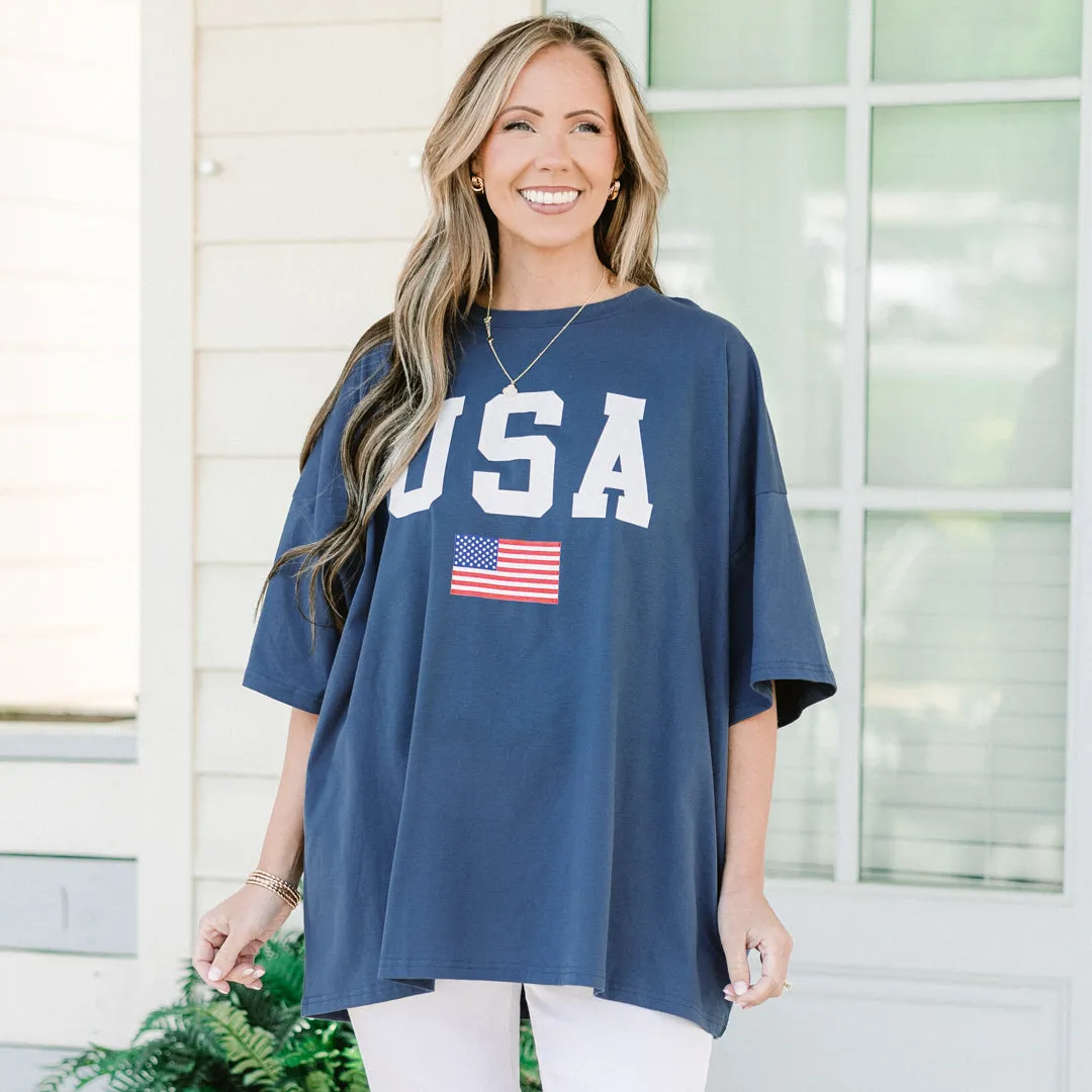 True American Spirit Boyfriend Tee, Navy