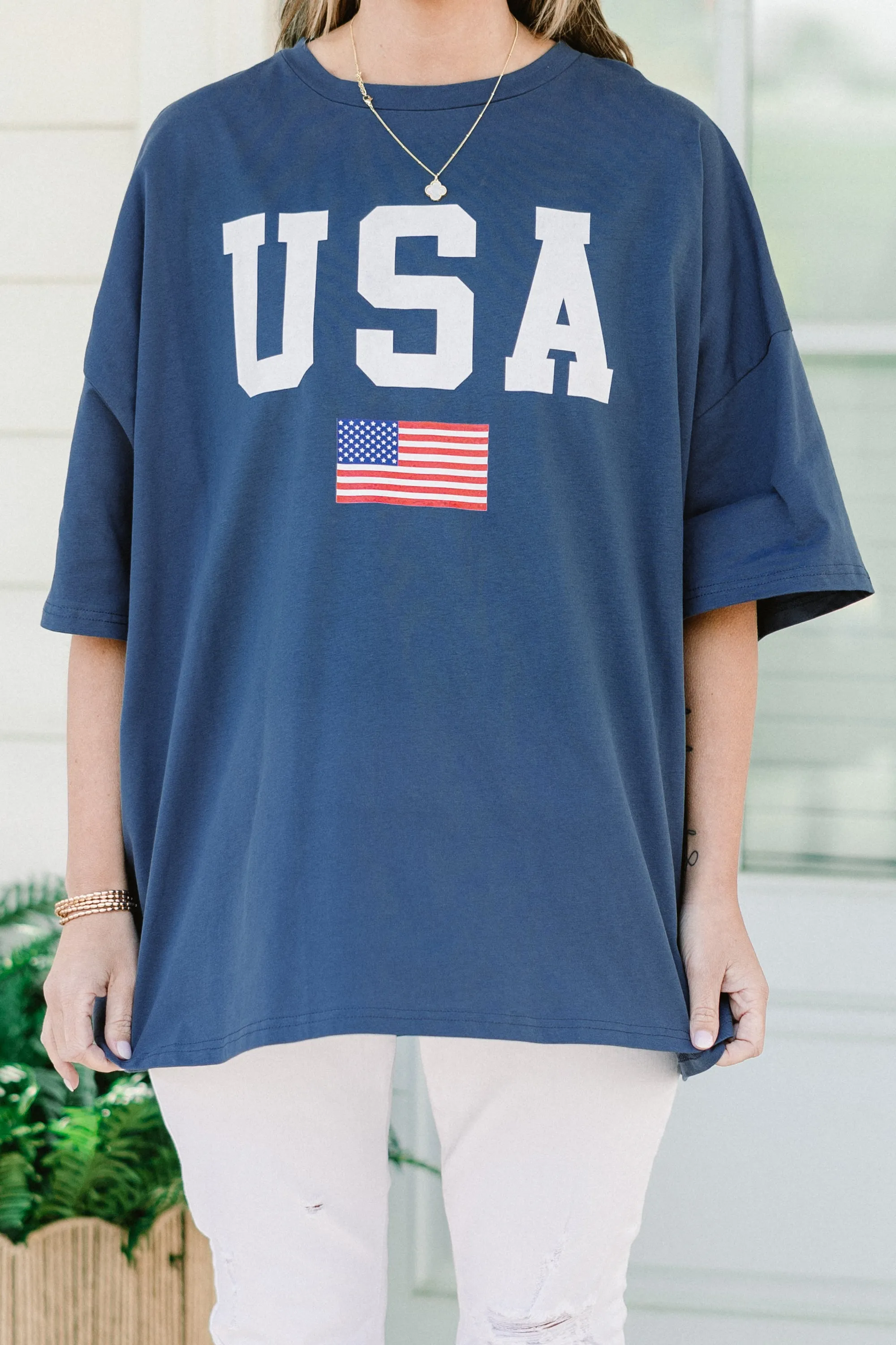 True American Spirit Boyfriend Tee, Navy