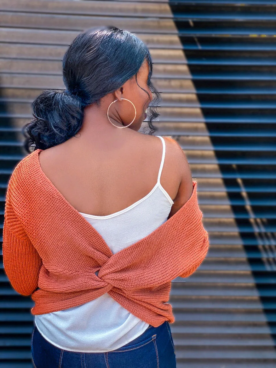 Twist Back/Front Sweater - Rust