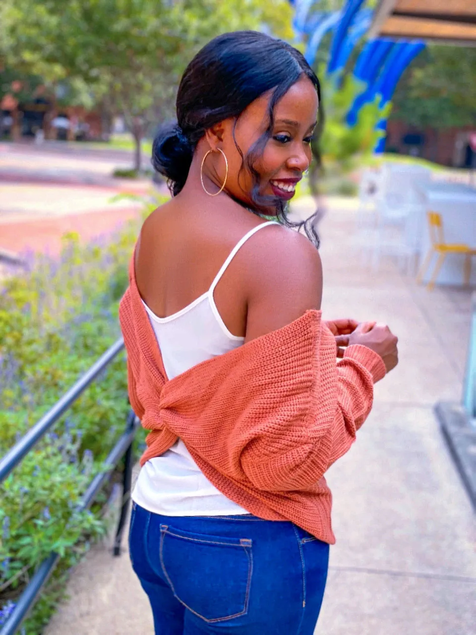 Twist Back/Front Sweater - Rust