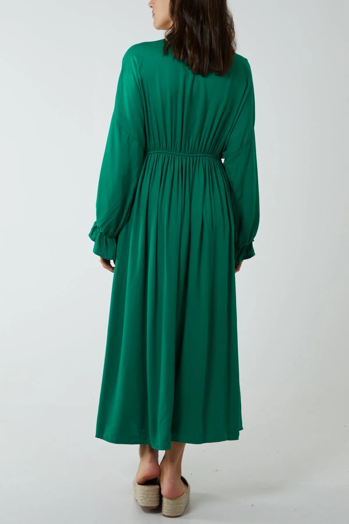 V-Neck Elasticated Waist Maxi Dress