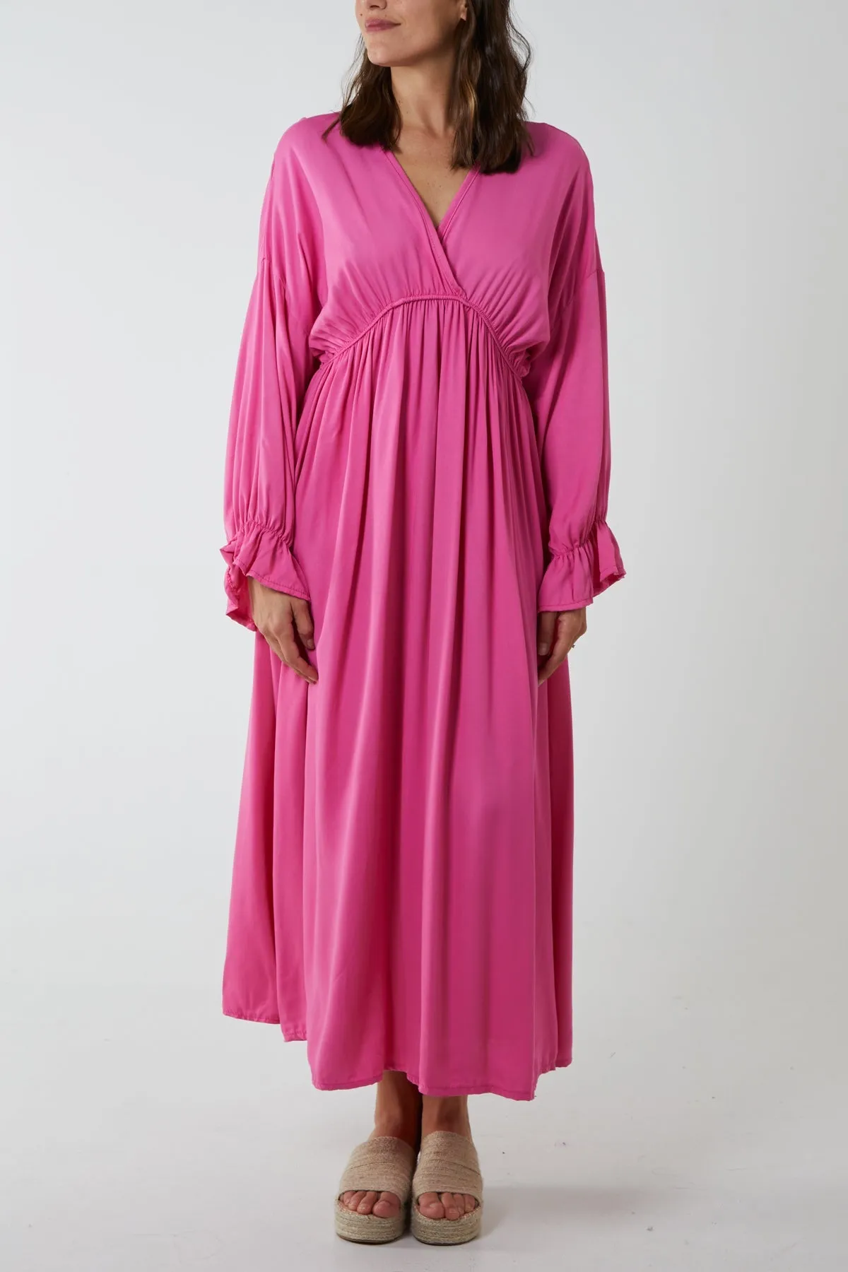 V-Neck Elasticated Waist Maxi Dress