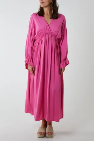 V-Neck Elasticated Waist Maxi Dress