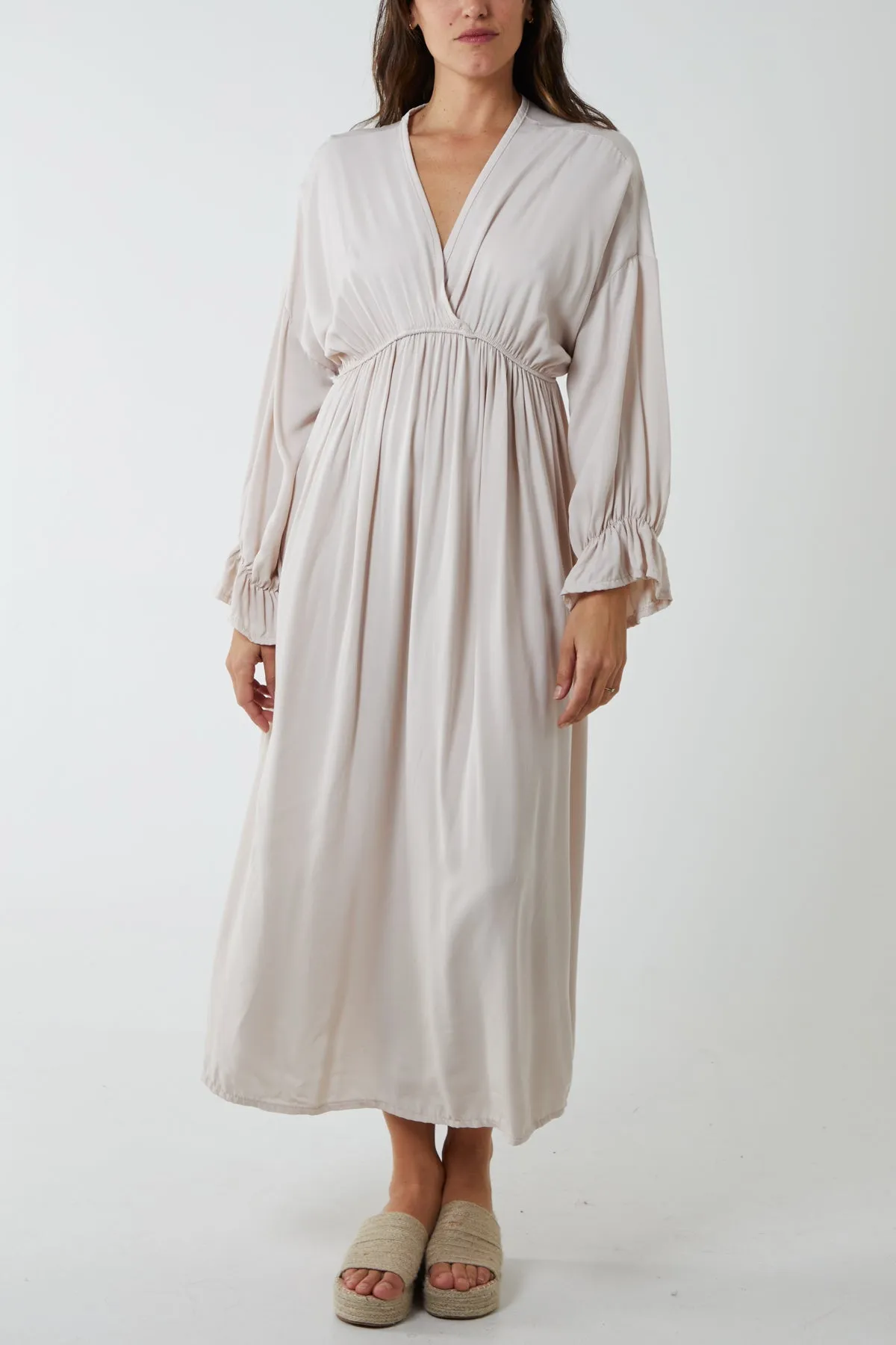 V-Neck Elasticated Waist Maxi Dress