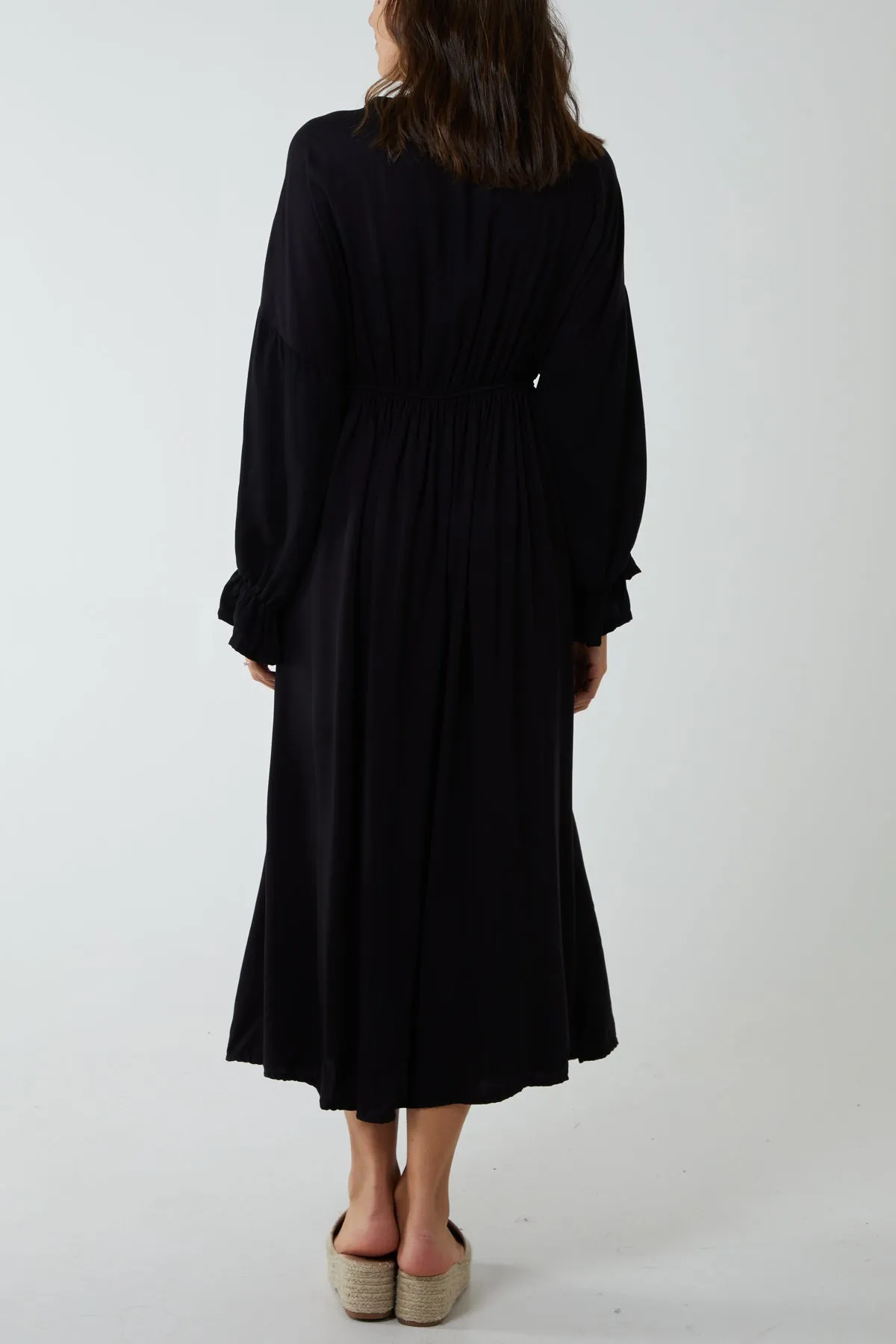 V-Neck Elasticated Waist Maxi Dress