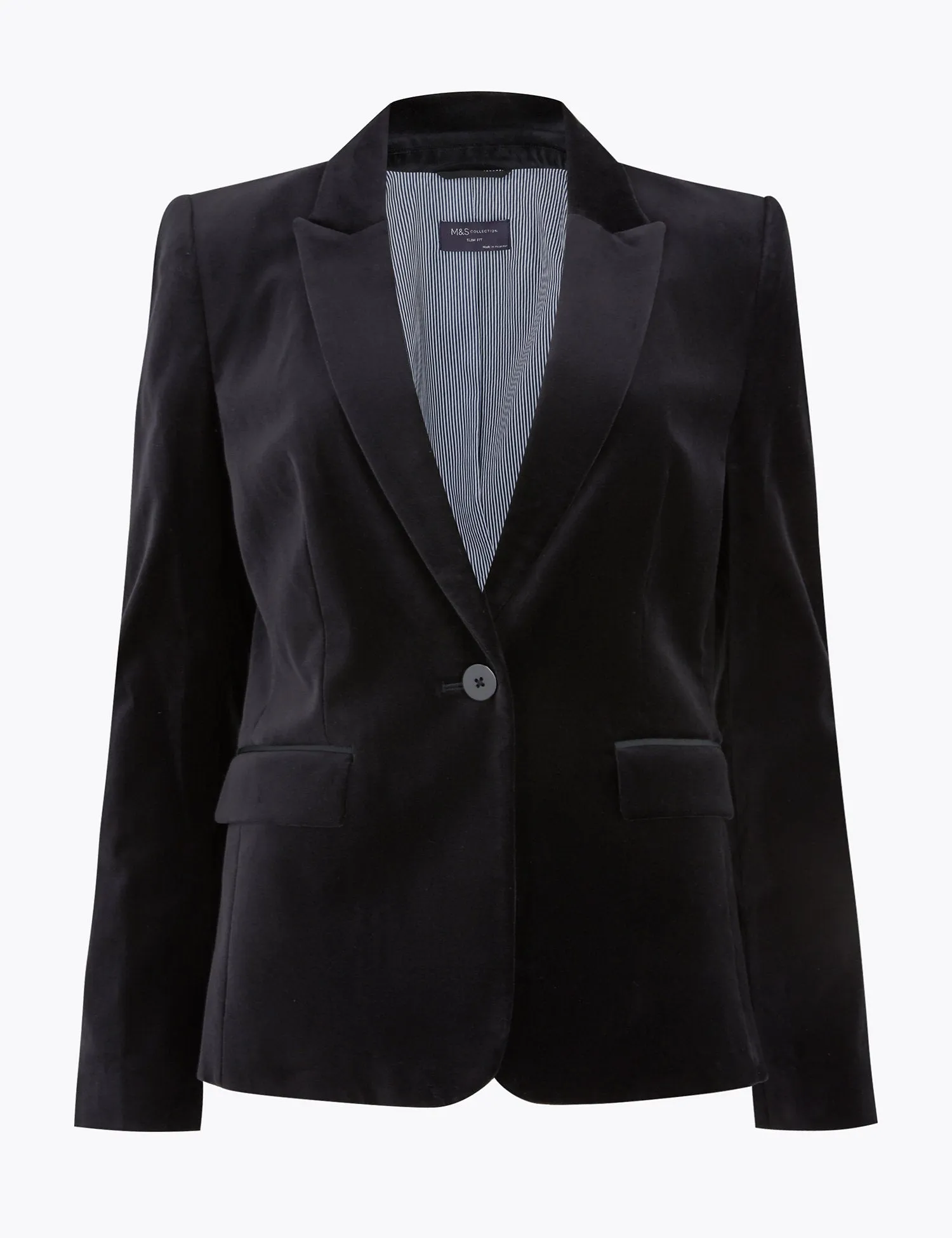Velvet Slim Single Breasted Blazer